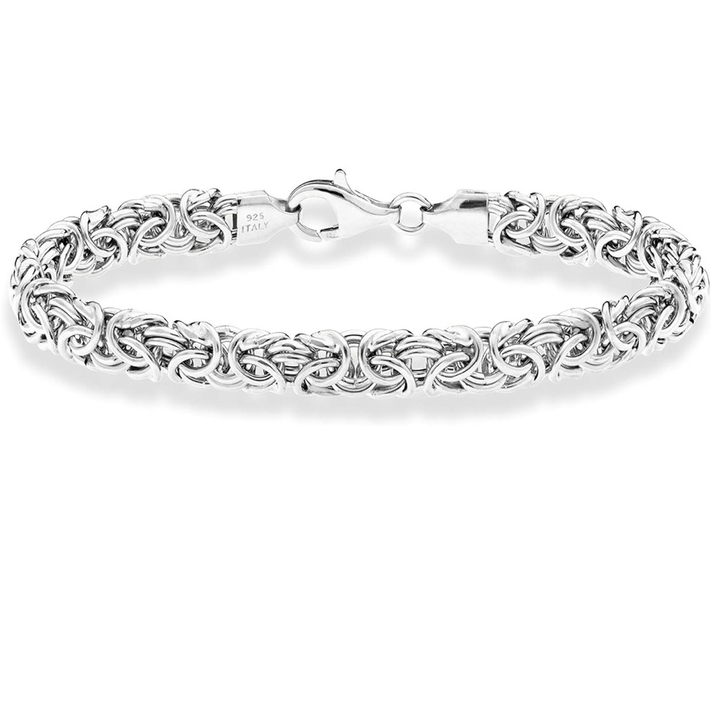 Miabella Italian 925 Sterling Silver Byzantine Bracelet, Handmade in Italy